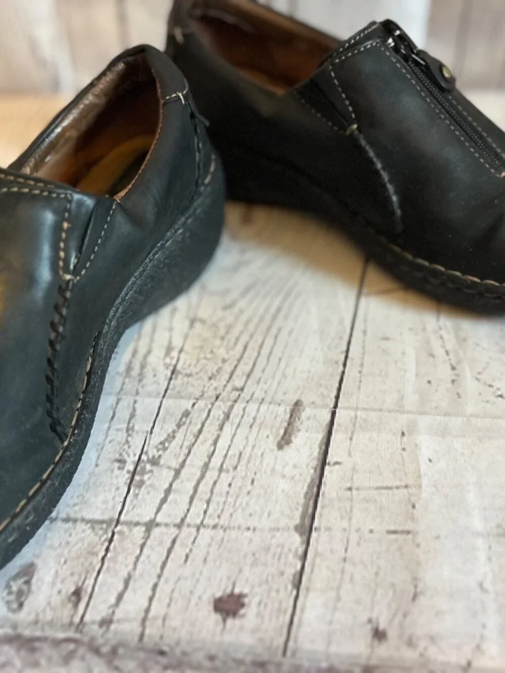 Clarks Autisan Black Leather Active Wear Comfortable Loafer Women’s Size 11M